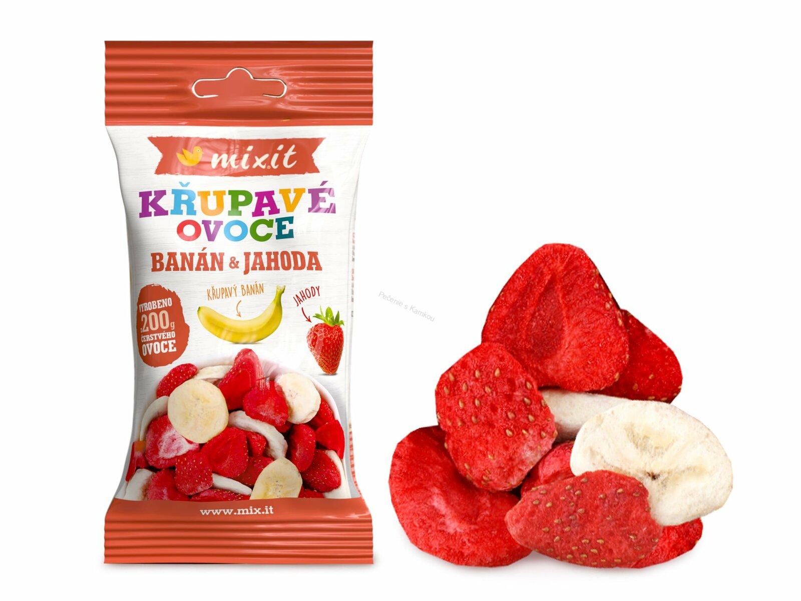 Mixit - Chrumkavé ovocie do vrecka banán-jahoda 23g