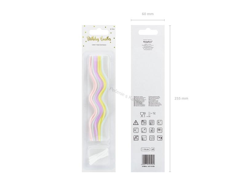 Sviečka pastelová špirála 14cm - 8ks