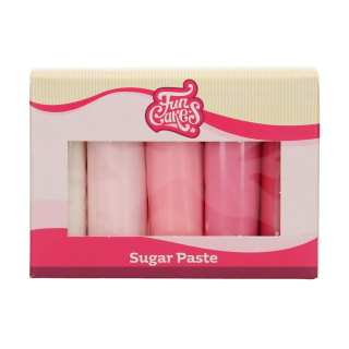 Sada fondánov Funcake - biela+ružová paleta farieb 5x100g