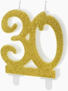 Sviečka dvojčíslo 30 zlaté