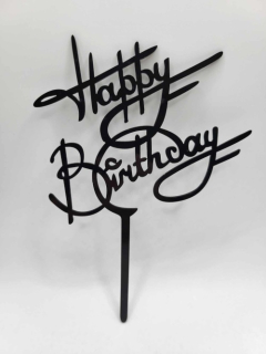 Zápich plastový čierny Happy Birthday